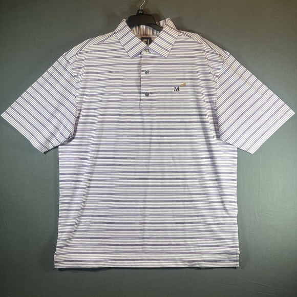 FootJoy Shirt Mens XL Striped Short Sleeve Pink Polo Golf Casual - Picture 1 of 6